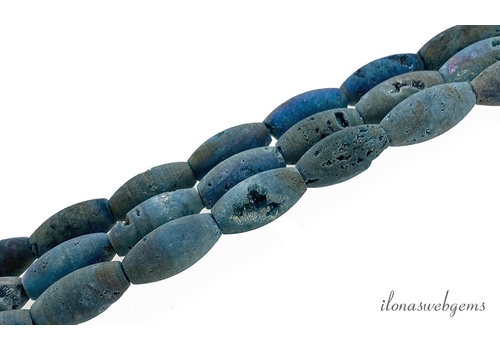 Druzy Achat Perlenfass ca. 11x8mm (blau)