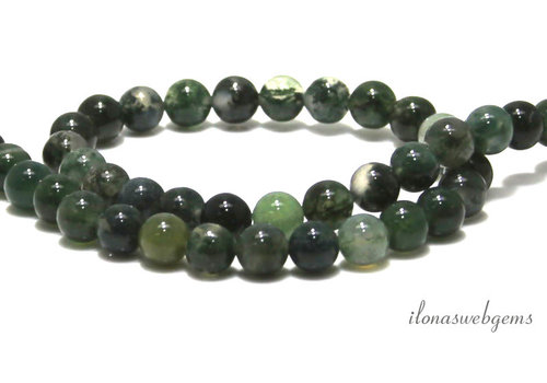 Moss agate beads round approx. 4mm