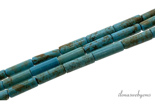 Türkisfarbener Howlith-Perlenzylinder, ca. 13 x 4 mm