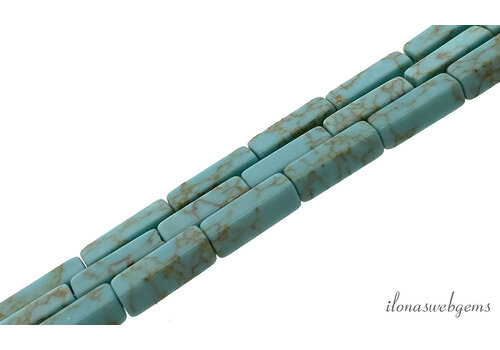 Howliet turquoise kralen rechthoek ca. 13x4mm