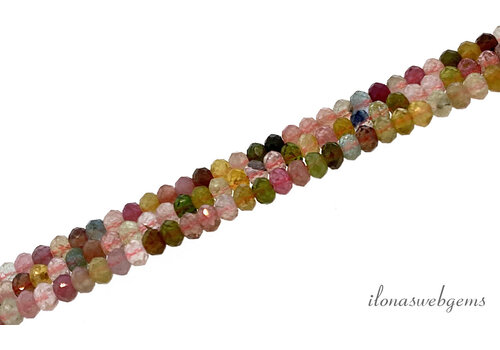 Tourmaline beads faceted rondelle approx. 4x3mm AA quality cut