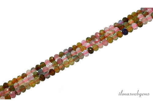Tourmaline beads faceted rondelle approx. 3x2mm AA quality cut