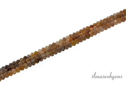 Peach Moonstone beads faceted round about 4x3mm