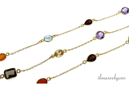 92cm Vermeil necklace with faceted gemstone mix