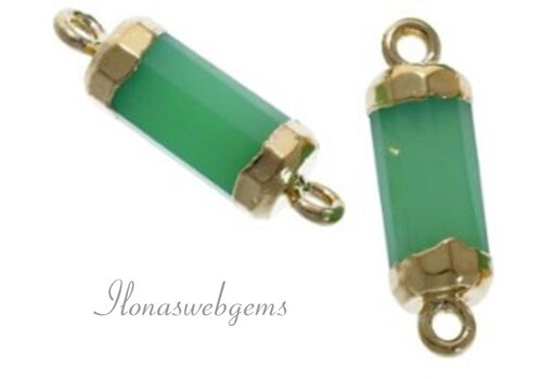 Minimalistisch vermeil connector met Chrysopraas ca. 18x5mm