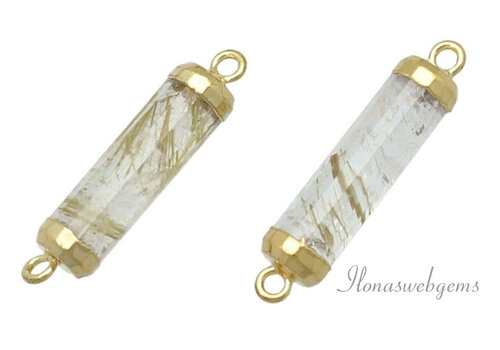 Minimalist vermeil connector with Rutilated quartz approx. 18x5mm