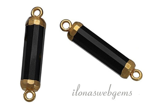 Minimalistisch vermeil connector met Onyx ca. 25x5mm