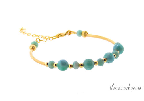 Inspiration: Larimar-Armband mit goldgefüllter Röhrenperle
