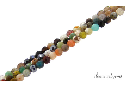 Gemstone Mix beads faceted round approx. 3mm