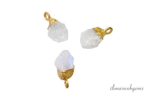 Minimalistisch vermeil hangertje Regenboogmaansteen ca. 12x6mm