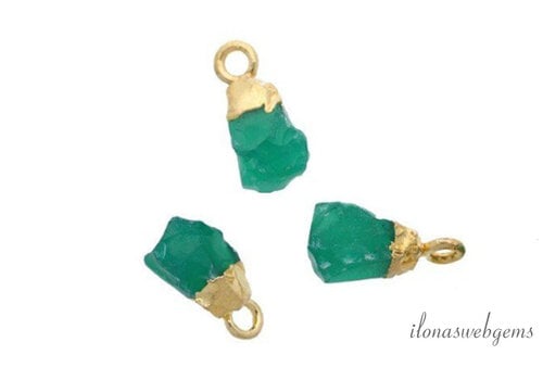 Minimalistisch vermeil hangertje met groene Onyx ca. 11x6mm