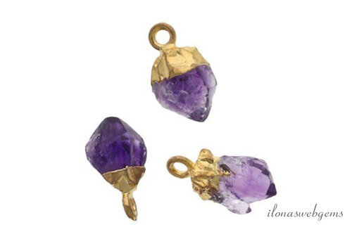 Minimalistischer Vermeil-Anhänger mit Amethyst ca. 6–7 mm