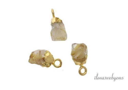 Minimalistisch vermeil hangertje met Rutielkwarts ca.  11x6mm