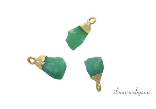 Minimalistisch vermeil hangertje met Chrysopraas ca. 11x6mm