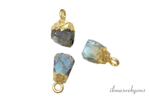 Minimalistisch vermeil hangertje Labradoriet ca. 13x8mm