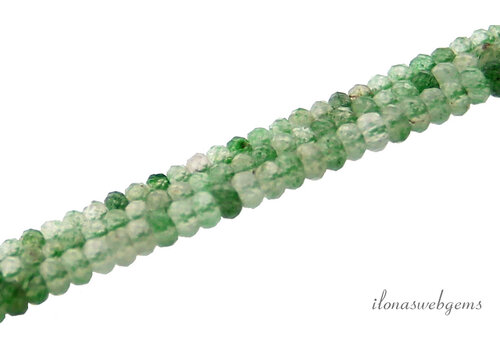 Grüne Erdbeerquarz-Perlen, facettiert, rund, ca. 4 x 2 mm