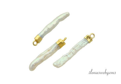 Vermeil Zoetwaterparel pegel ca. 28x4mm