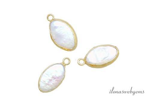 Vermeil Süßwasserperlen Anhänger oval ca. 16 x 10 mm