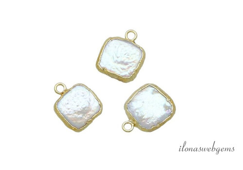 Minimalistisch Vermeil Zoetwaterparel hanger ca. 10mm