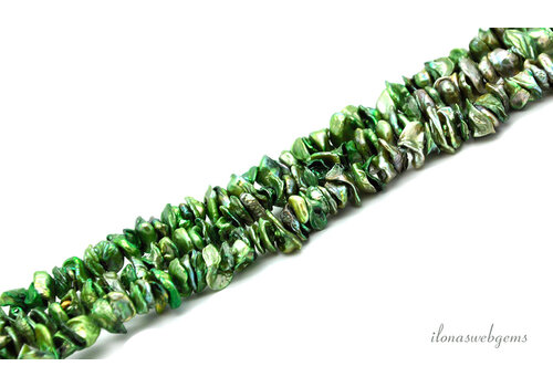 Zoetwaterparel schijfjes groen ca. 9x4x2mm