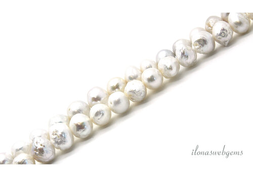 Freshwater pearls white irregular approx. 13mm