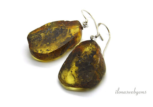 Sterling silver earrings / pendants with Amber approx. 31x20x19mm