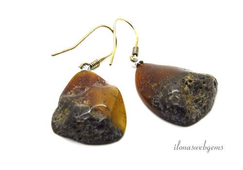 Sterling silver earrings / pendants with Amber approx. 31x20x6mm