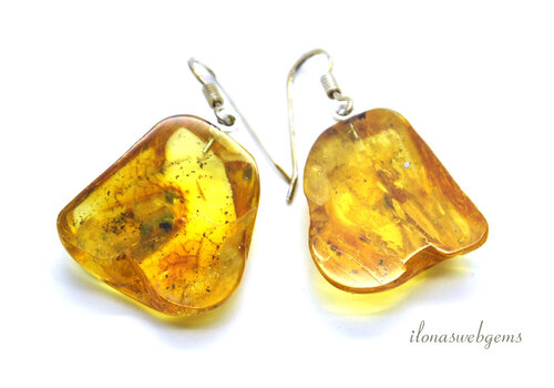Sterling silver earrings / pendants with Amber approx. 27x22x8mm