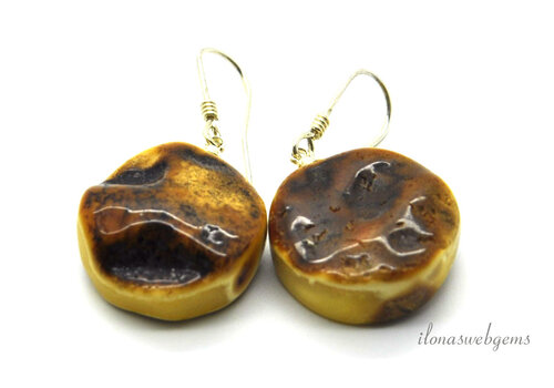 Sterling silver earrings / pendants with Amber approx. 25x20x9mm