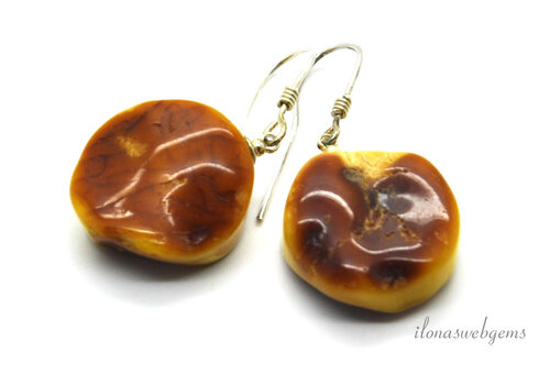 Sterling silver earrings / pendants with Amber approx. 24x19x10mm