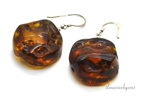 Sterling silver earrings / pendants with Amber approx. 29x23x13mm