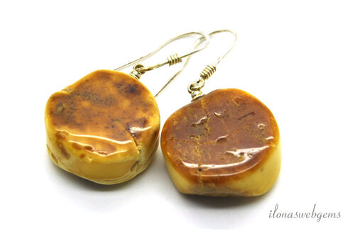 Sterling silver earrings / pendants with Amber approx. 24x20x10mm