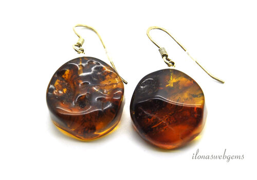 Sterling silver earrings / pendants with Amber approx. 25x21x11mm