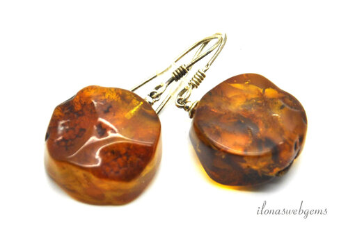Sterling silver earrings / pendants with amber approx. 25x22x11mm