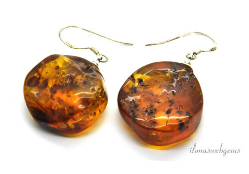 Sterling silver earrings / pendants with Amber approx. 24x20x10mm