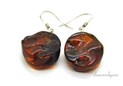 Sterling silver earrings / pendants with Amber approx. 26x20x10mm