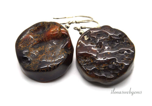 Sterling silver earrings / pendants with Amber approx. 32x26x14mm