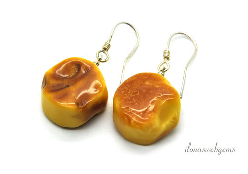 Sterling silver earrings / pendants with Amber approx. 23x18x10mm