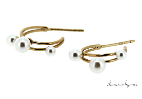 Vermeil creolen met Shell pearl ca. 26x16mm