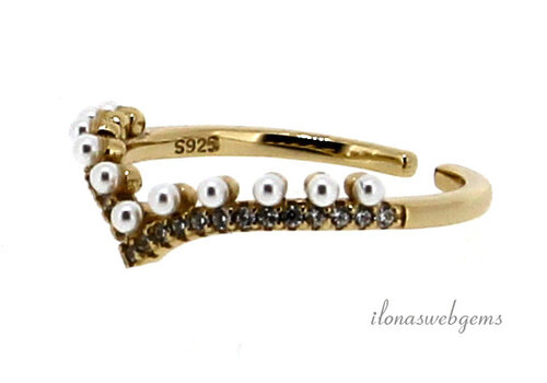 Vermeil ring met Shell pearl en CZ