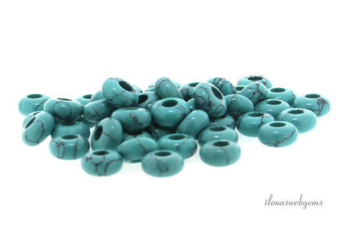 Turquoise Howliet donut ca. 10x5mm