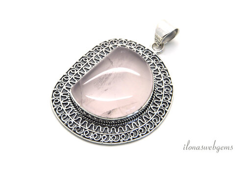 Sterling silver pendant Rose Quartz approx. 43x37mm