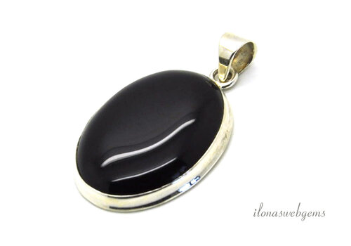 Sterling Silber Onyx Anhänger ca. 33x26mm