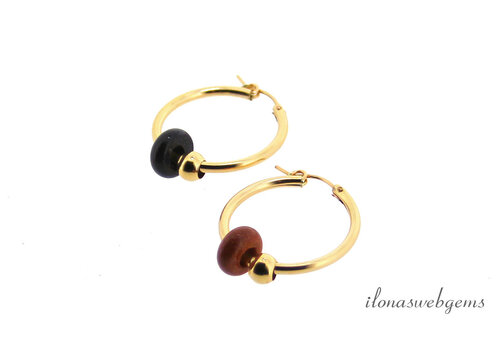 14K/20 Gold filled hoop earrings (27mm) with gemstone donuts