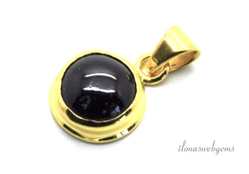 Vermeil (3 micron) hangertje Granaat ca. 12mm