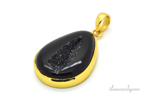 Vermeil (1 Mikron) Anhänger Druzy Achat ca. 34x25mm