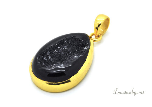 Vermeil (1 Mikron) Anhänger Druzy Achat ca. 29x21mm