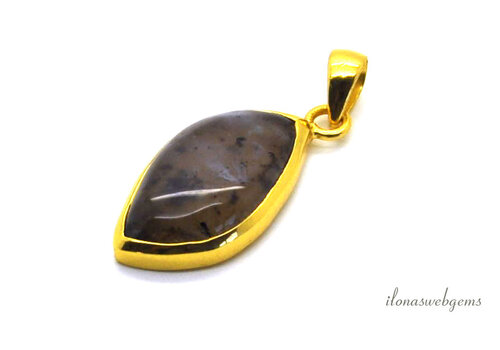 Vermeil (1 micron) hanger Montana Agaat ca. 28x16mm