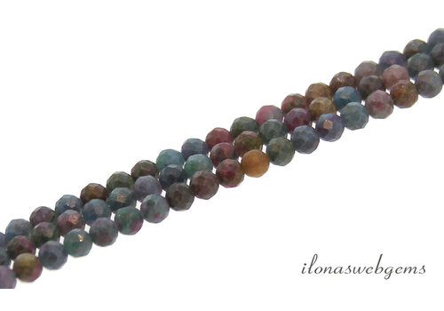 Sapphire Ruby mix beads faceted round approx. 2.5mm