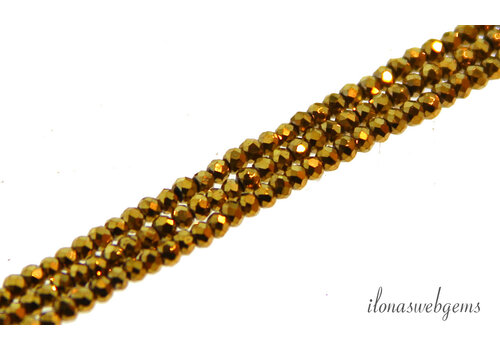 Pyrite beads round facet approx. 2mm